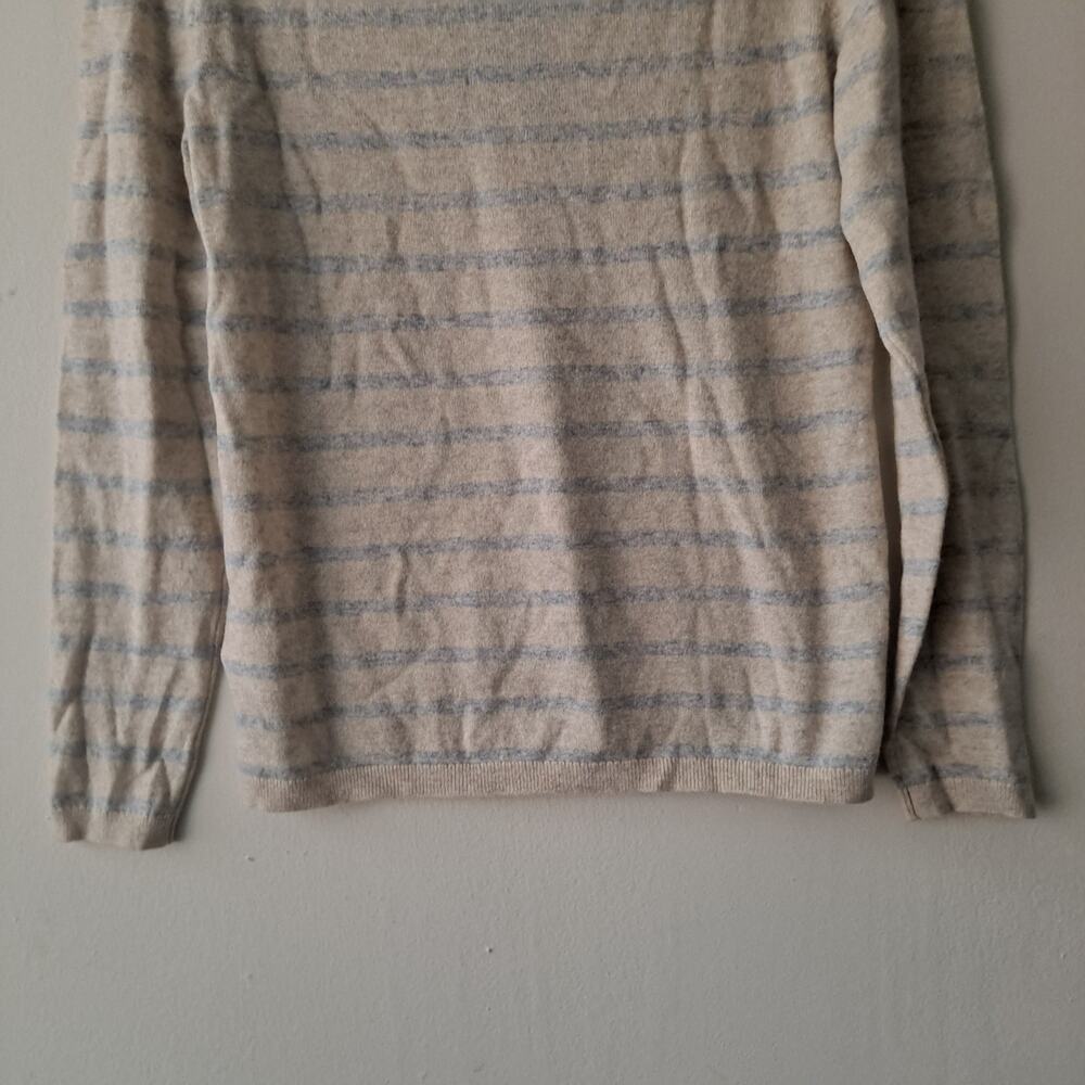 NWT Lands' End Sandshell Stripe Cashmere Sweater Tan & Gray Women's Size L 14-16 - Picture 6 of 11